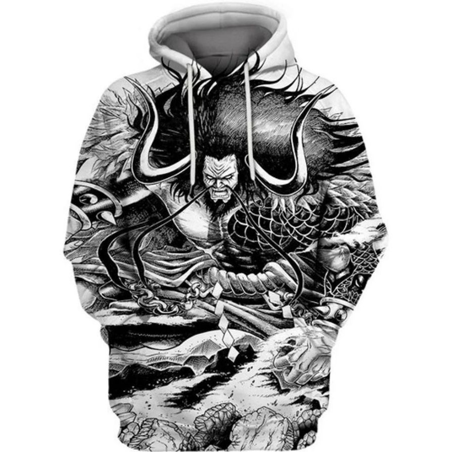 One Piece Kaido Black And White 3d Hoodie