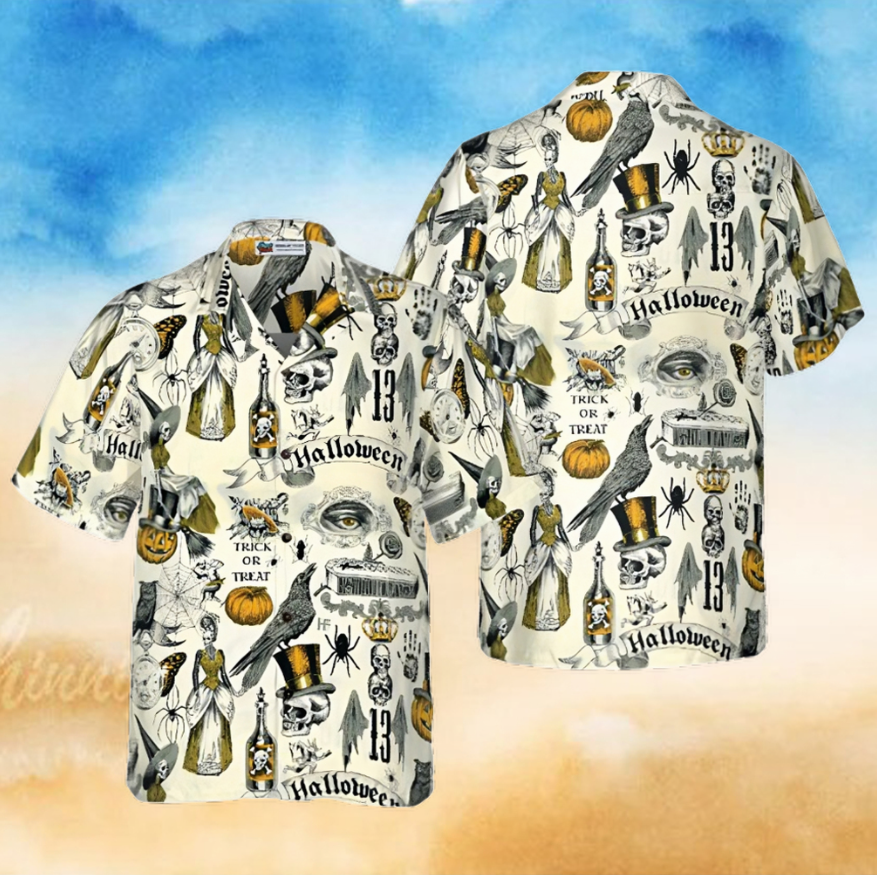 Trickery Pattern Halloween Hawaiian Shirt - Funny Hawaiian Beach