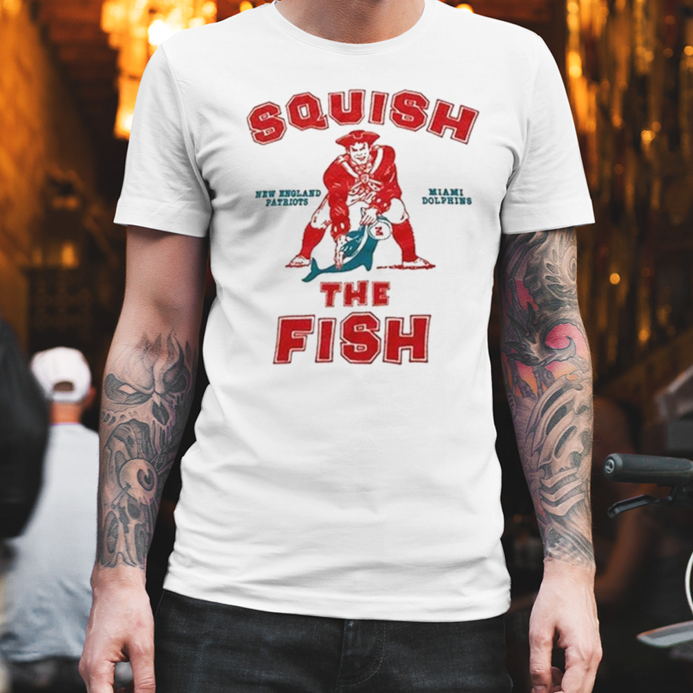 Vintage Patriots And Dolphins Squish The Fish Ringer Shirt