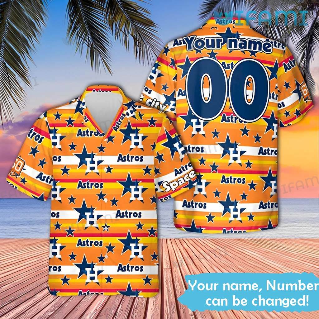 Astros Hawaiian Shirt Star Rainbow Custom Name Number Houston Astros Gift