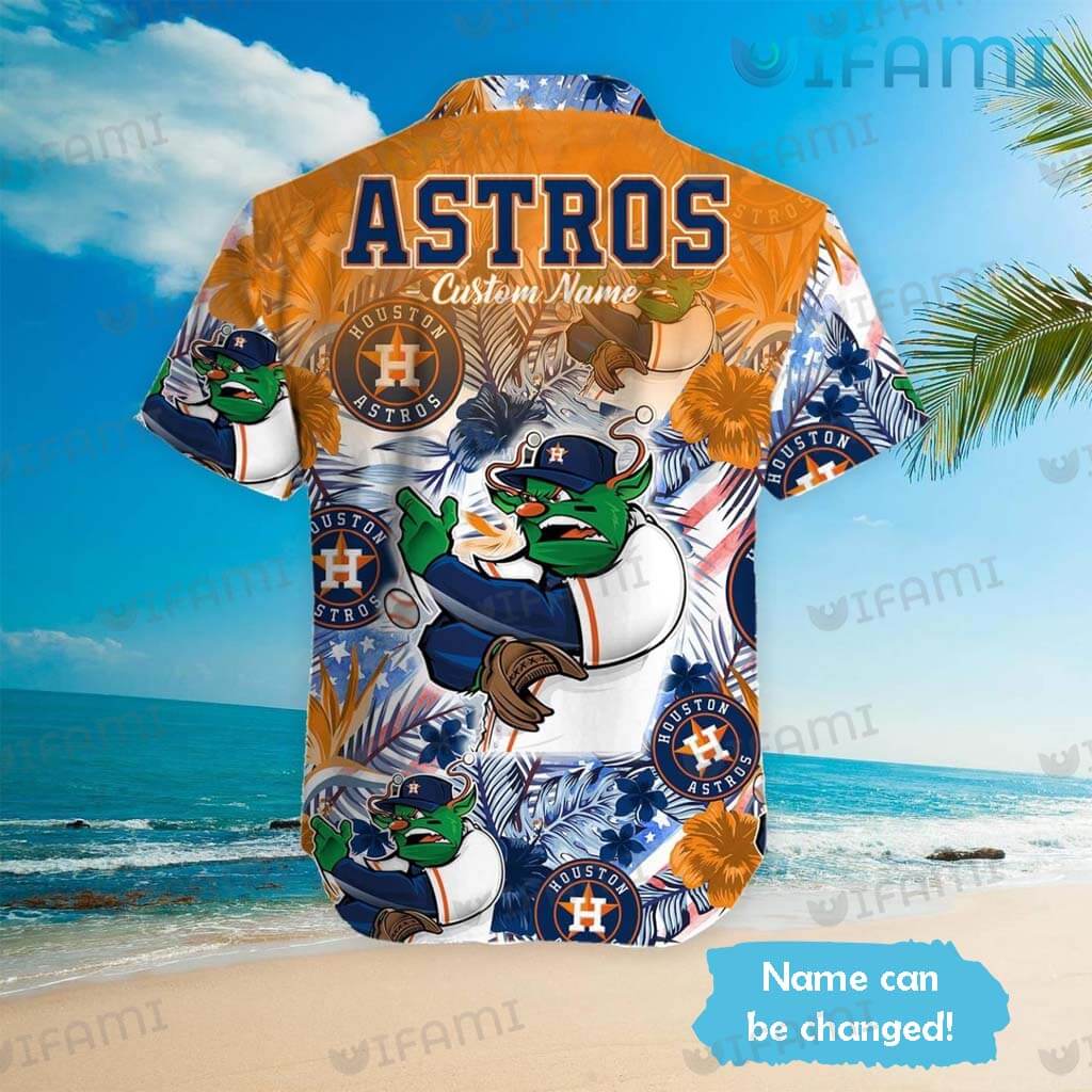Astros Tropical Shirt Custom Name Mascot Hibiscus Palm Leaf Houston Astros Gift