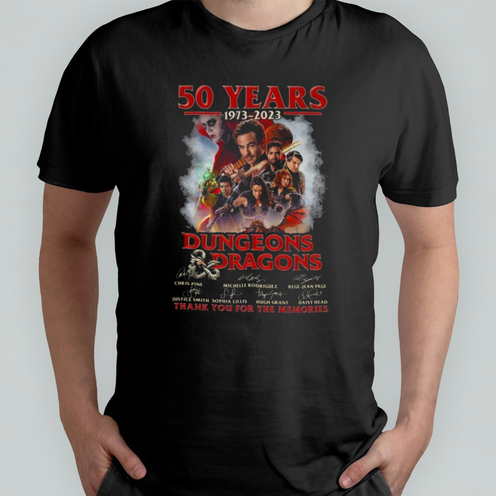 50 years 1973 2023 dungeons dragons thank you for the memories signatures T-shirt