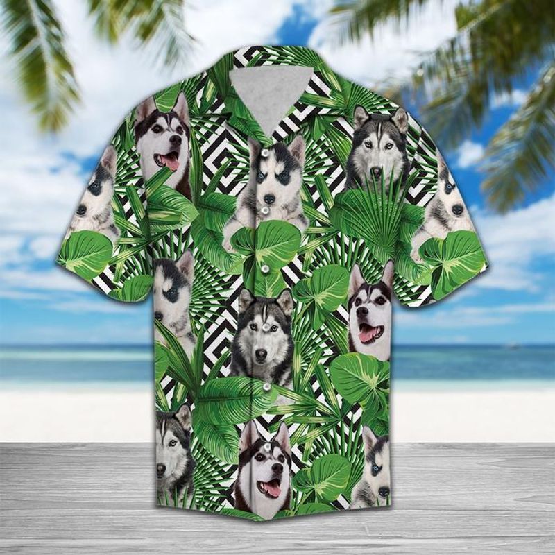 Summer Exotic Jungle  Siberian Husky  Green Unique Design Unisex Hawaiian Shirt For Men And Women Dhc17064071