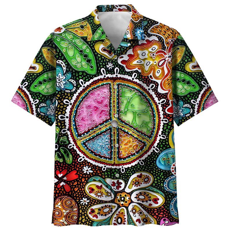 Trippy Peace Sign   Colorful Unique Design Unisex Hawaiian Shirt For Men And Women Dhc17063946