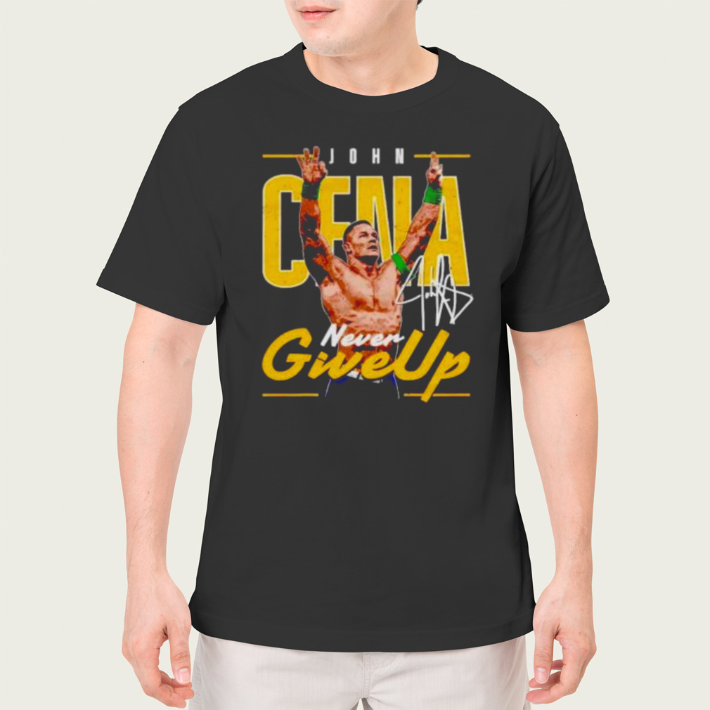 john Cena never give up signature wrestling shirt