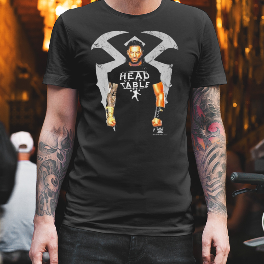 wwe roman reigns head of the table photo real portrait shirt