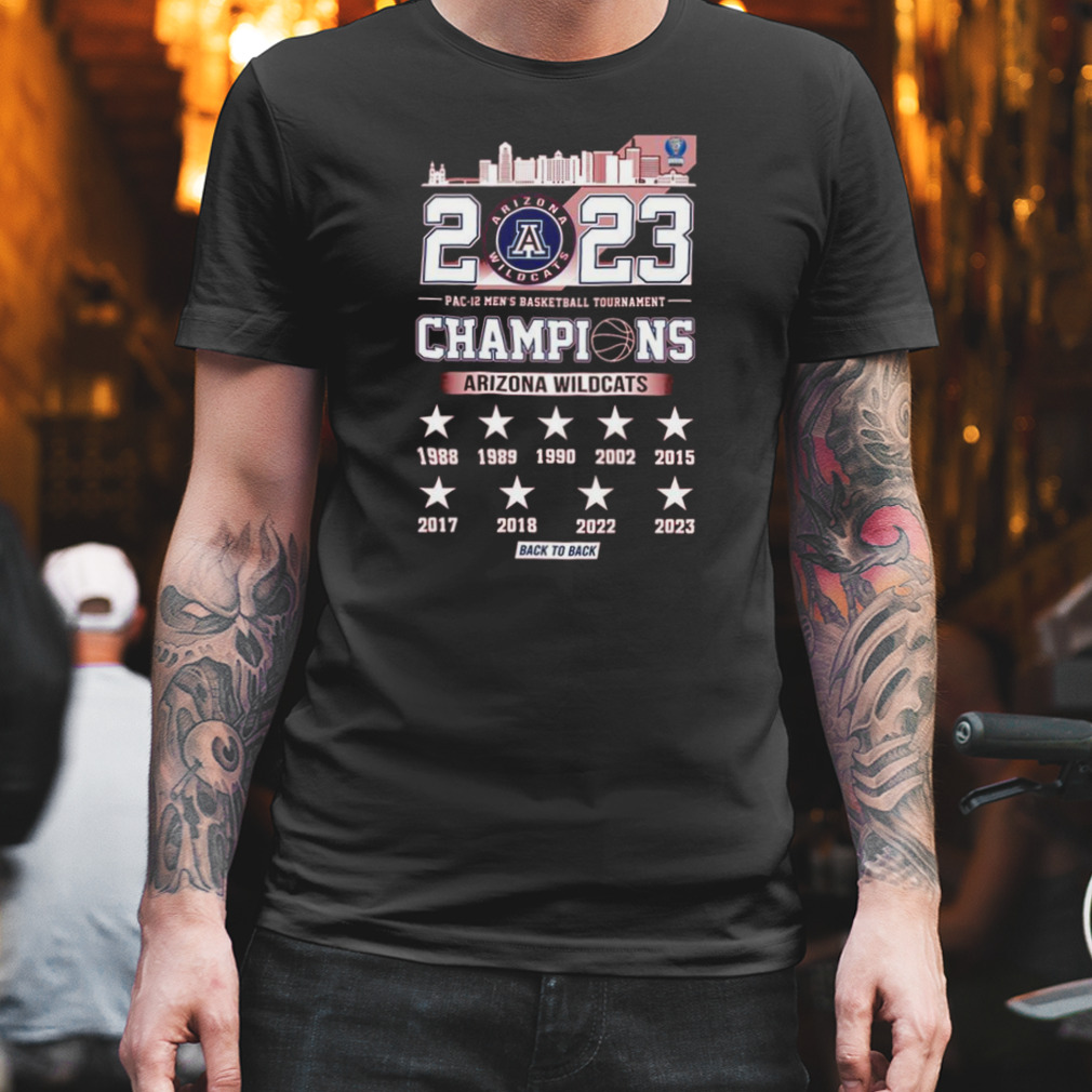 Arizona Wildcats Skyline 2023 Pac-12 Men’s Basketball Tournament Champions Back To Back shirt