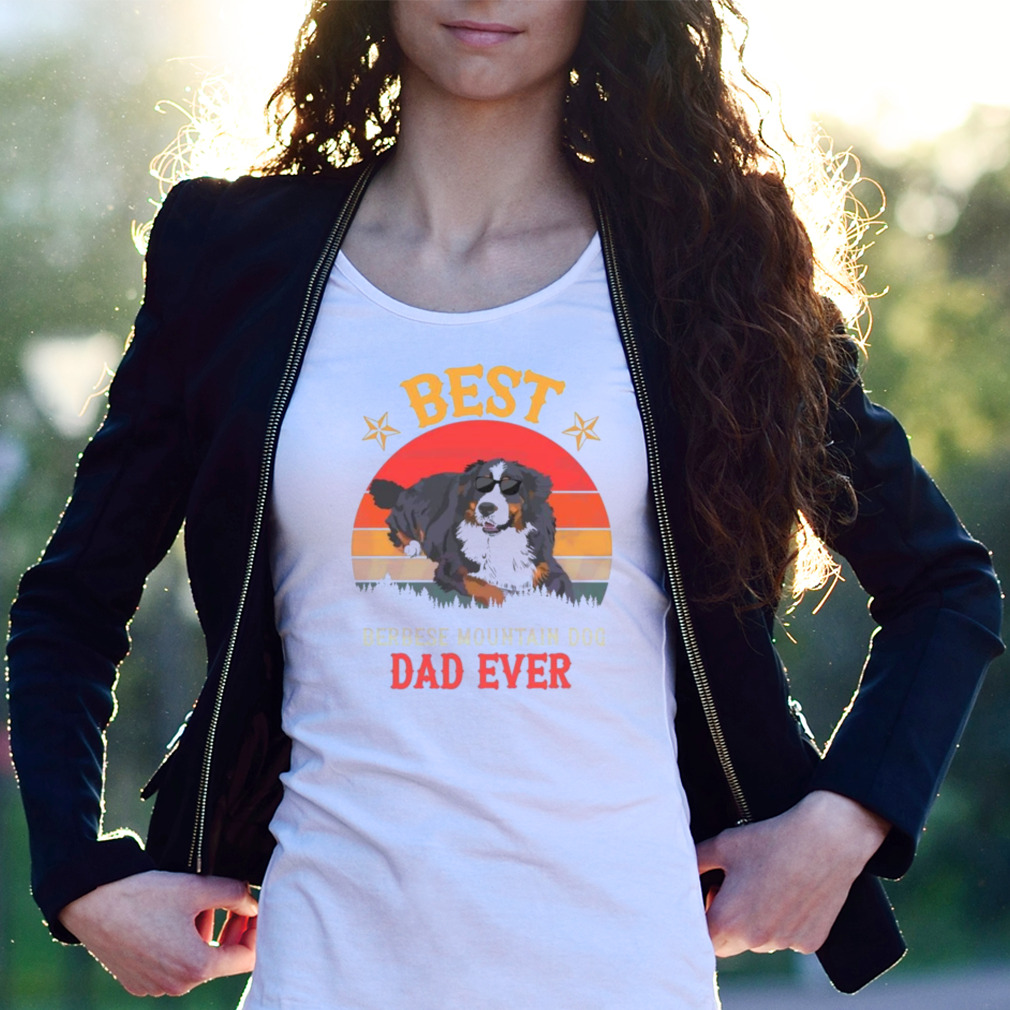 Best Bernese Mountain Dog Dad Ever Retro Sunset Shirt