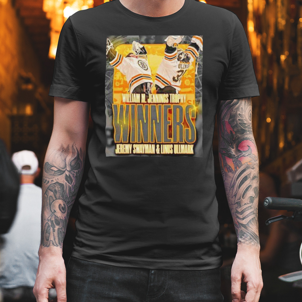 william M. Jennings Trophy winners Jeremy Swayman and Linus Ullmark Boston Bruins shirt