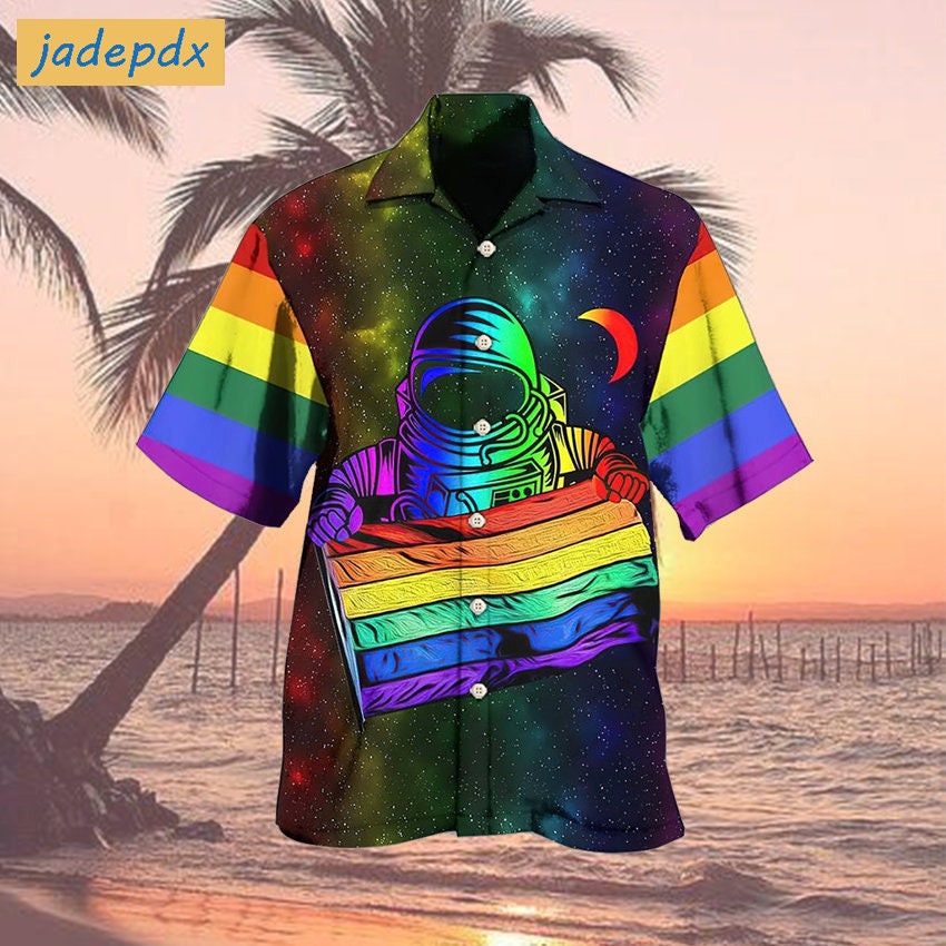 Astronaut 6color Rainbow Flag Gay Support Equal Right Lgbtq Hawaii Shirt