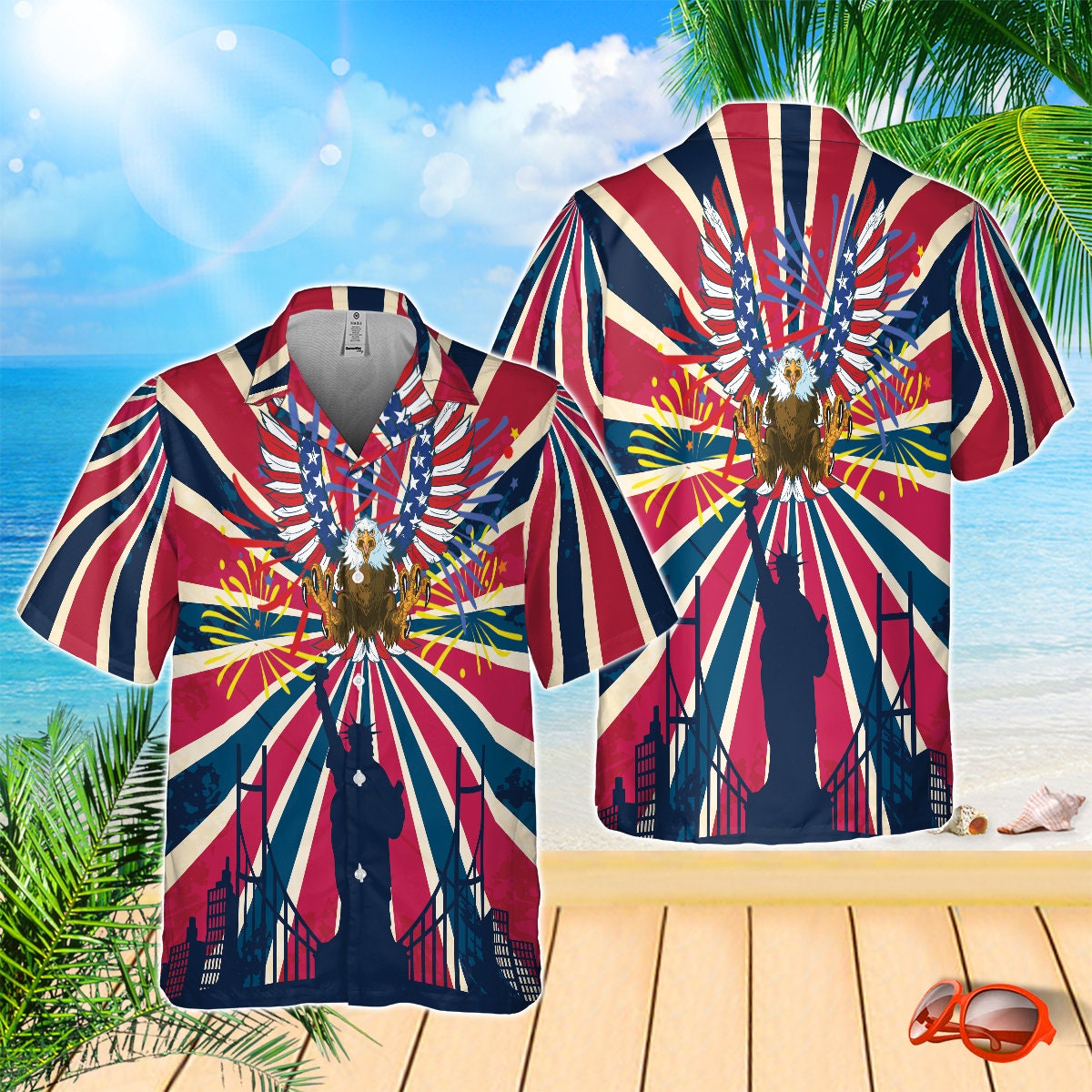 American Flag Style Novelty For Him Hawaii Shirts