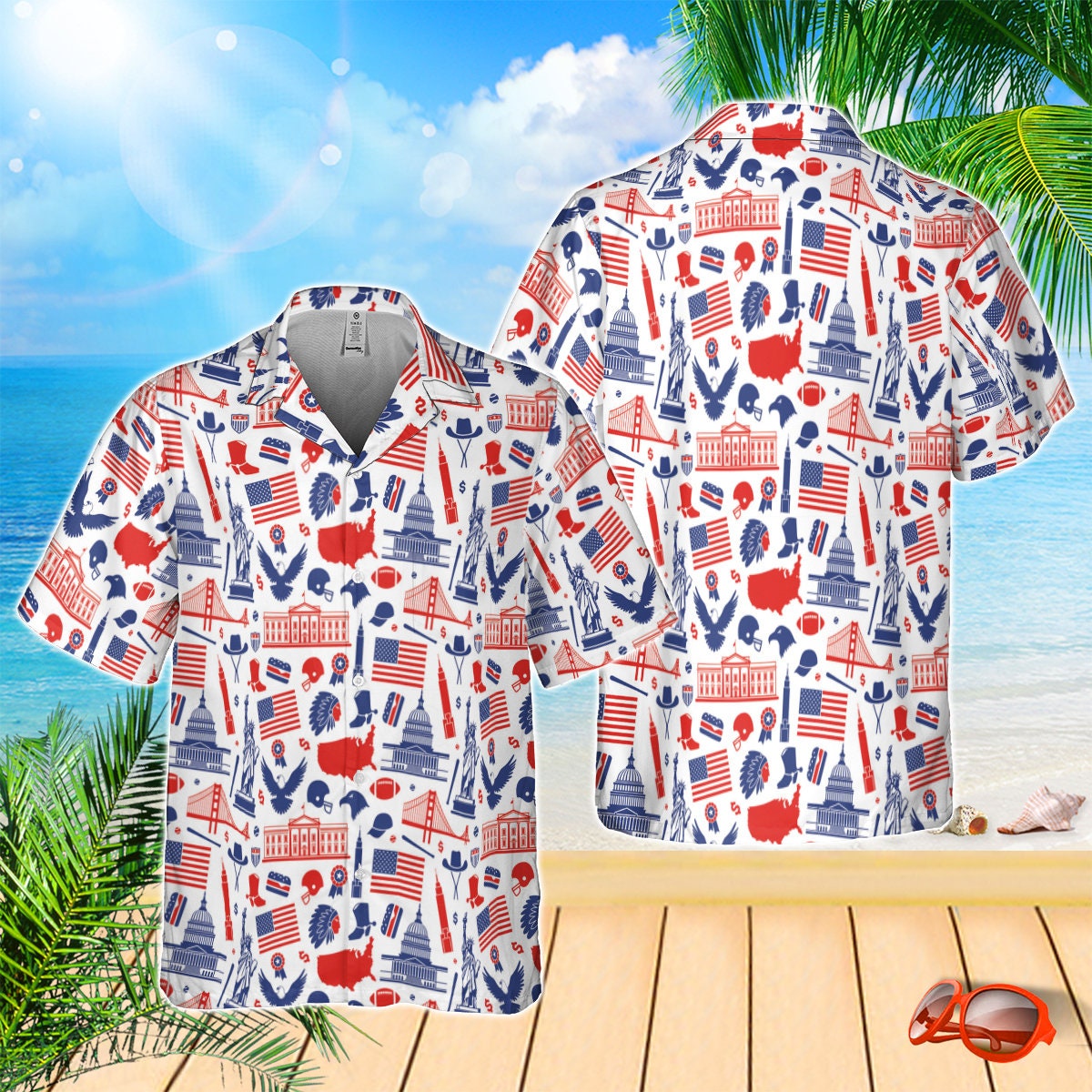 American Flag Summer Flag Style Novelty 4th Of July Hawaii Shirts