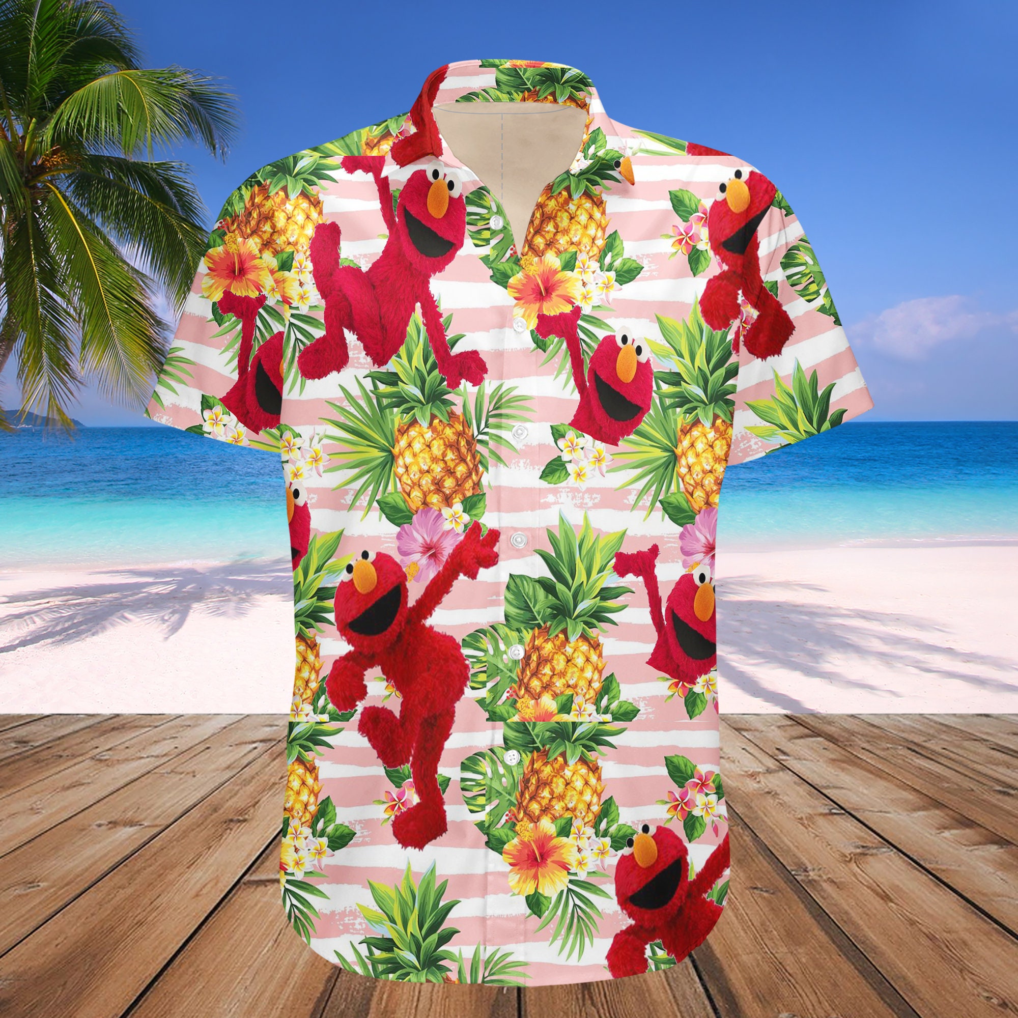 Animal Muppet Pineapple Tropical Button Animal Beach Hawaii Shirt