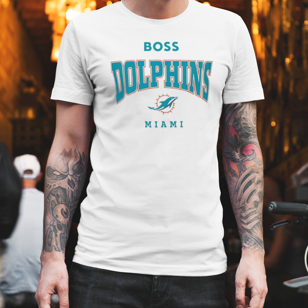 Men's Boss x NFL White Miami Dolphins Huddle T-Shirt Size: Small