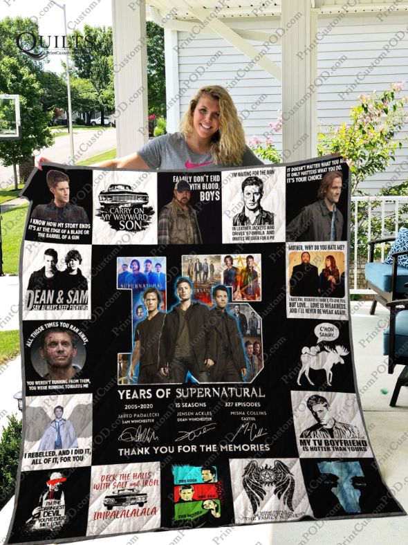 15 Years Of Supernatural Thank You For The Memories For Fan Collection Quilt Blanket