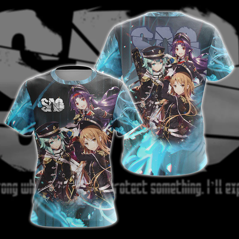 Asuna Sinon Yuuki Military Sword Art Online All Over Print T-shirt