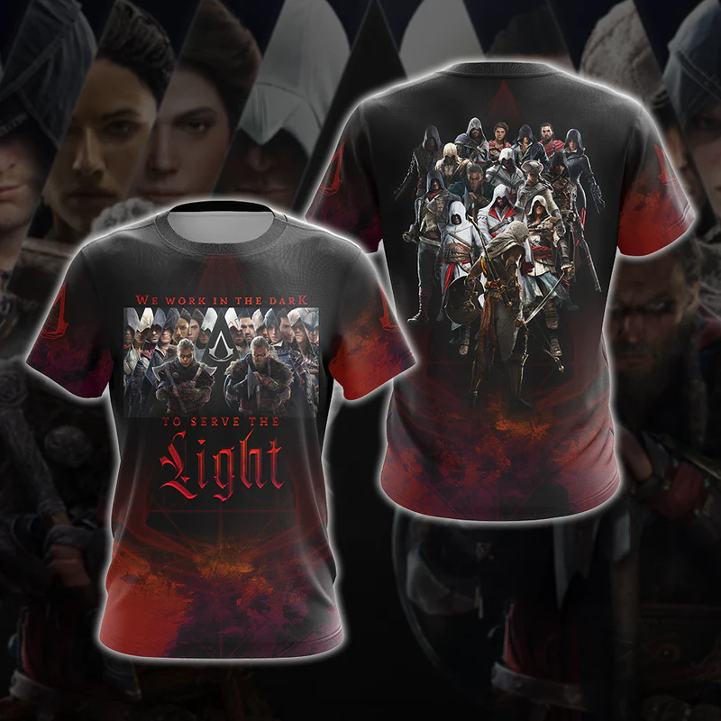 Assassin's Creed All Games - We work in the dark to serve the light Unisex 3D T-shirt