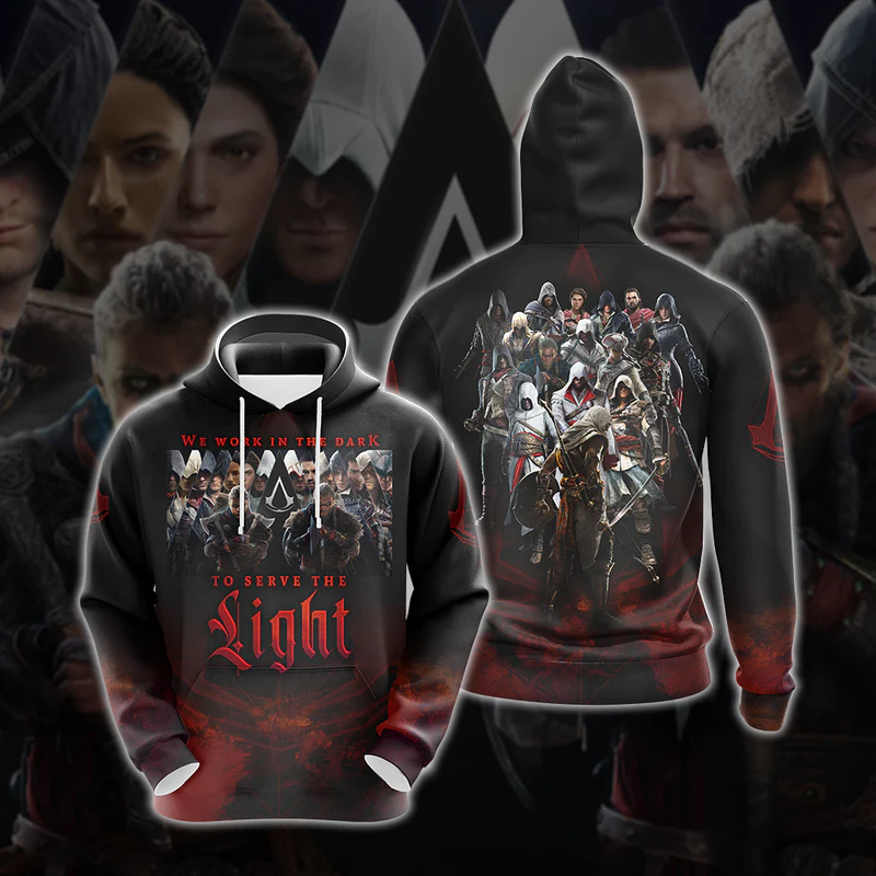 Assassin's Creed All Games - We work in the dark to serve the light Unisex 3D T-shirt Zip Hoodie Pullover Hoodie