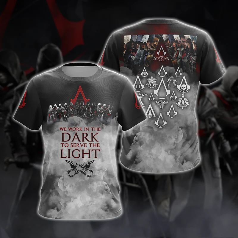 Assassin's Creed All Games Logos - We work in the dark to serve the light Unisex 3D T-shirt