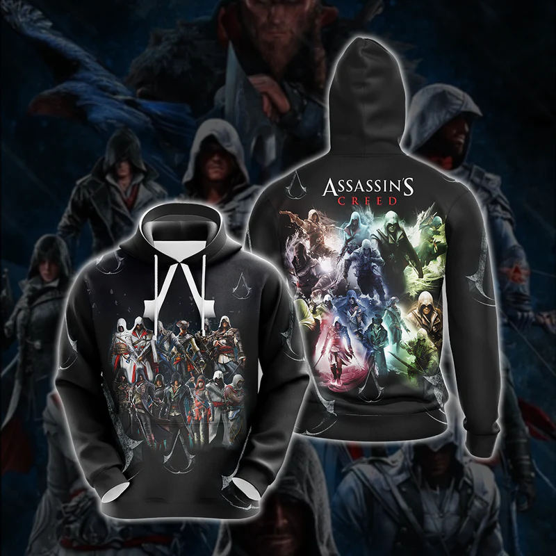 Assassin's Creed All Protagonists Unisex 3D T-shirt Zip Hoodie Pullover Hoodie