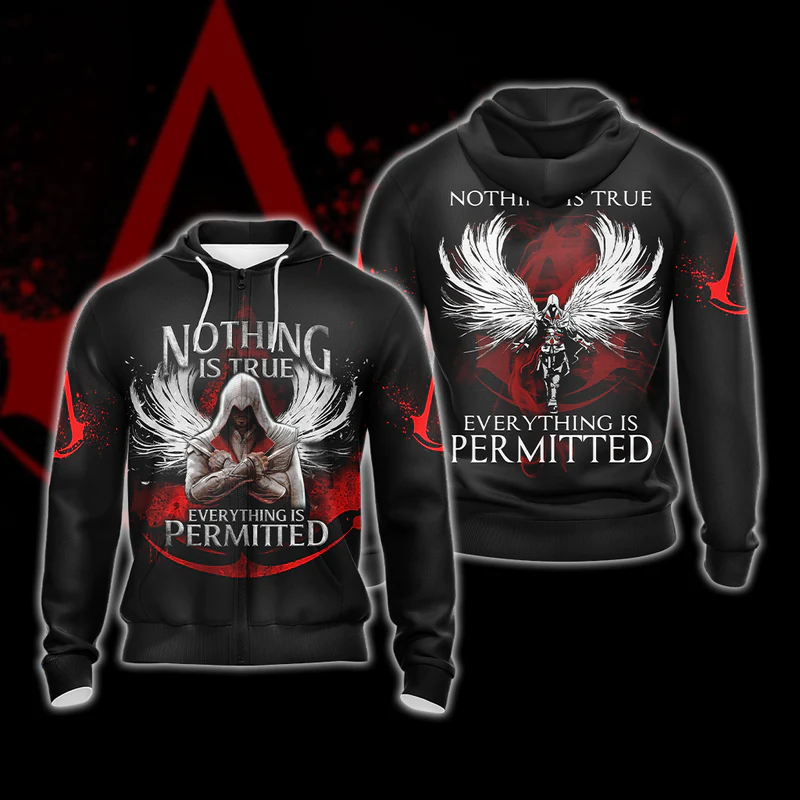 Assassin's Creed Nothing Is True Everything Is Permitted Unisex 3D T-shirt Zip Hoodie