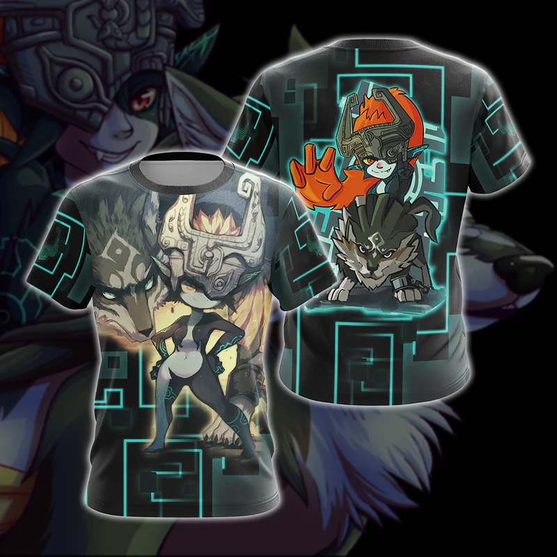 The Legend Of Zelda Wolf Link & Midna Unisex 3D T-shirt