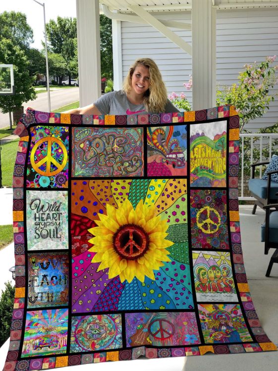 Wild Heart Gypsy Soul Hippie Sunflower Quilt Blanket
