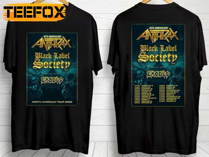Anthrax and Black Label Society Tour 2023 40th Anniversary T-Shirt
