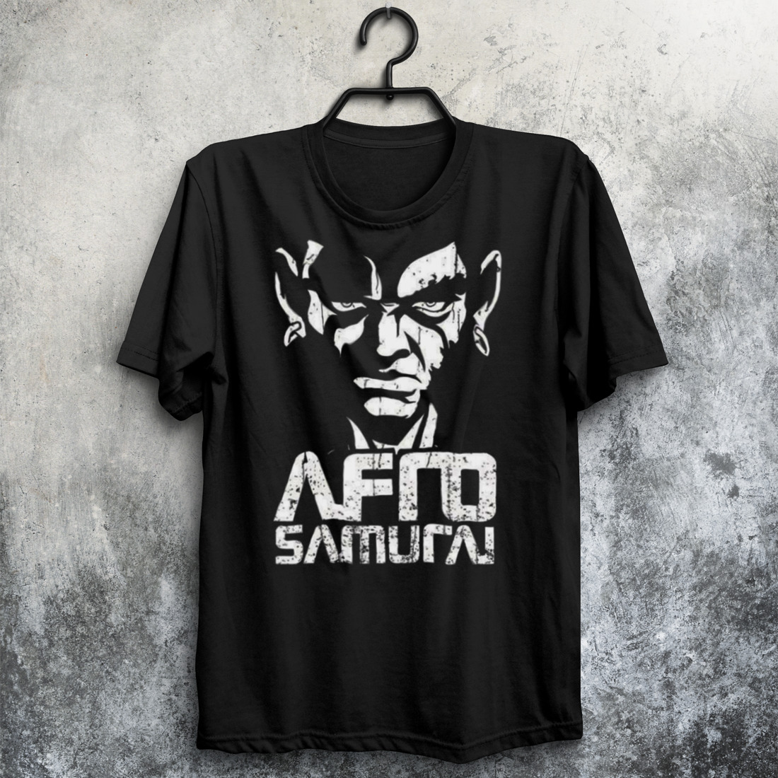 White Graphic Samurai Afro shirt