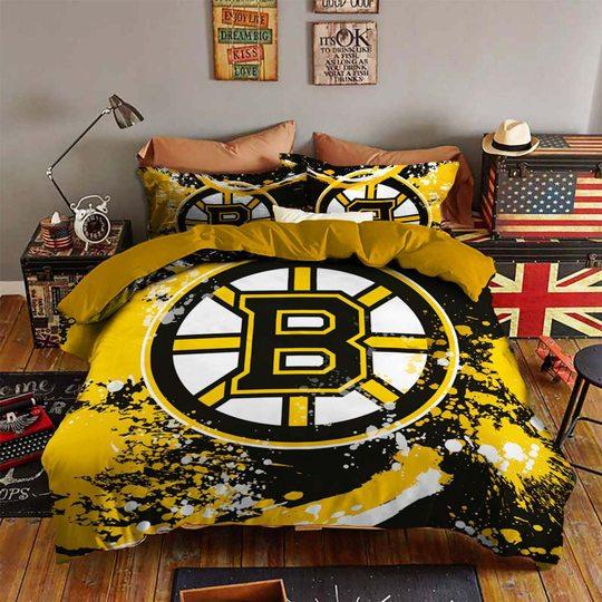 Yellow Style Boston Bruins Hockey Bedding Set