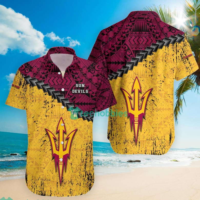 Arizona State Sun Devils NCAA Grunge Polynesian Tattoo Hawaiian Shirt