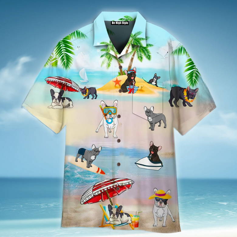French Bulldogs At The Beach Hawaiian Shirt