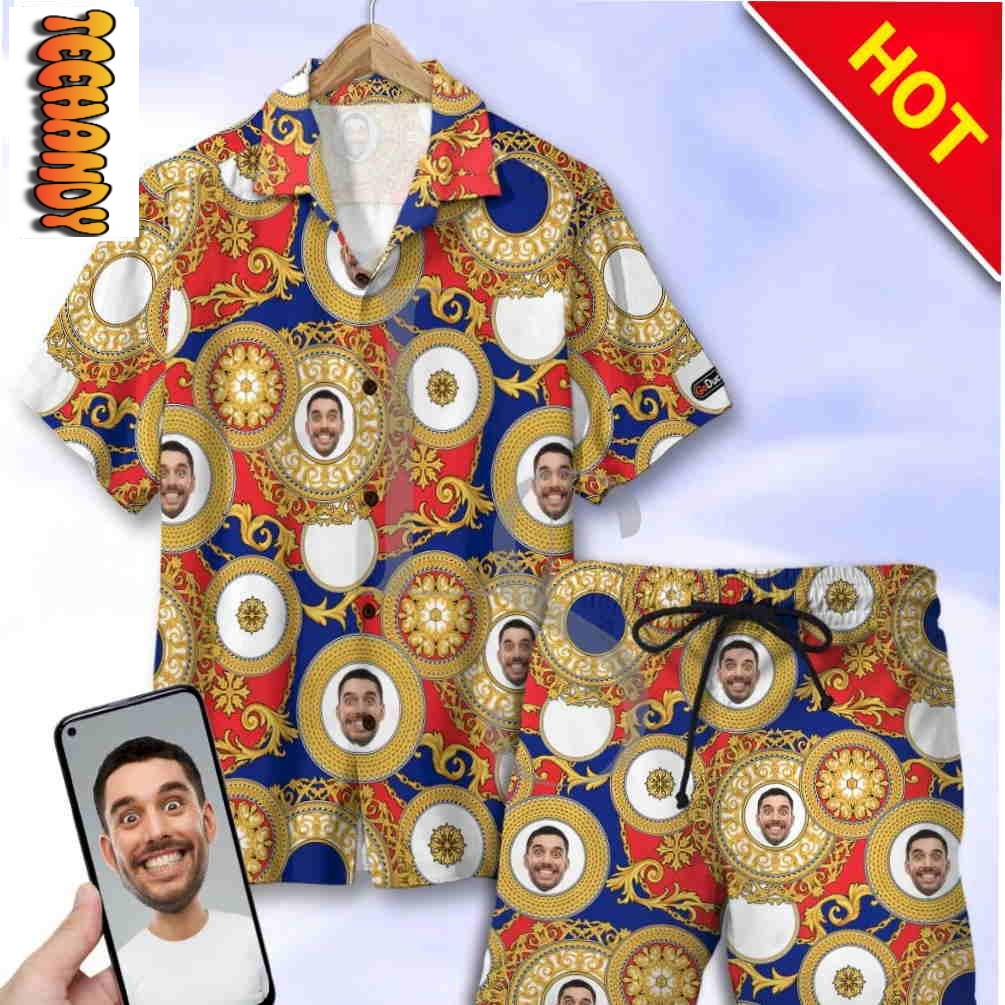 Golden Elegant Arabesques And Chains Hawaiian Shirt And Short