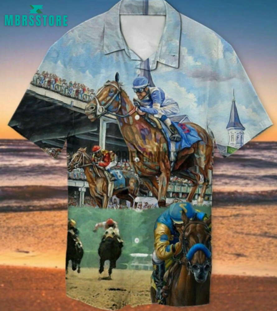 Kentucky Derby Horse Racing Aop Vintage Beach Racing Horse America Hawaiian Shirt