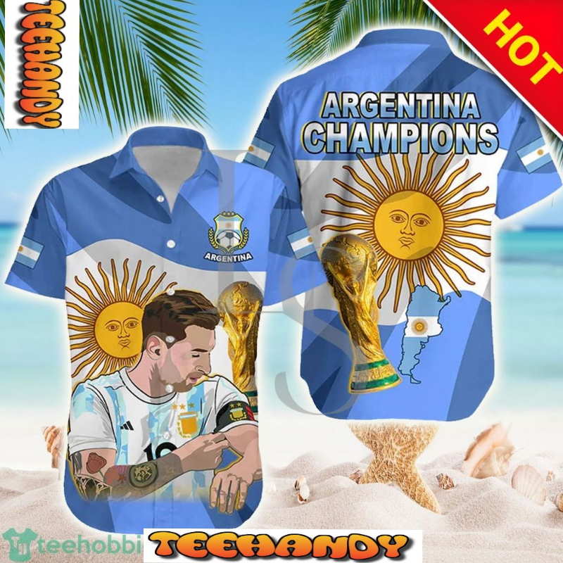 Lionel Messi Argentina Champions Hawaiian Shirt