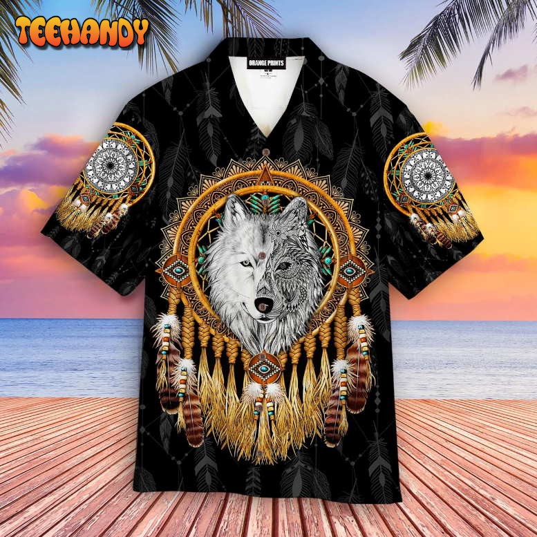 Mandala Dreamcatcher Native Wolf Hawaiian Shirt