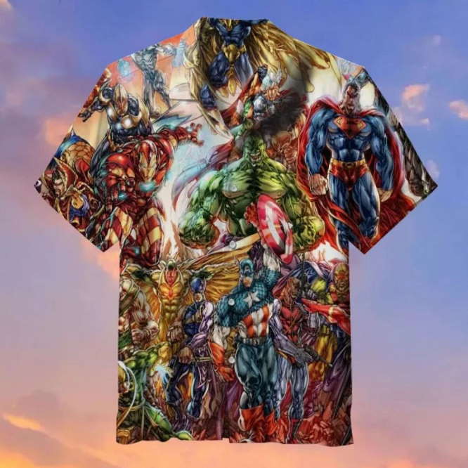 Marvel &amp DC hero Assemble 3D Printed Hawaiian Shirt