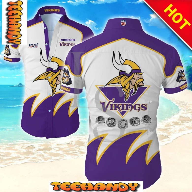 Minnesota Vikings 100Th Anniversary Hawaiian Shirt