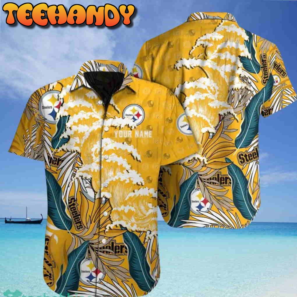 Pittsburgh Steelers NFL Logo Custom Name Hawaiian Shirt