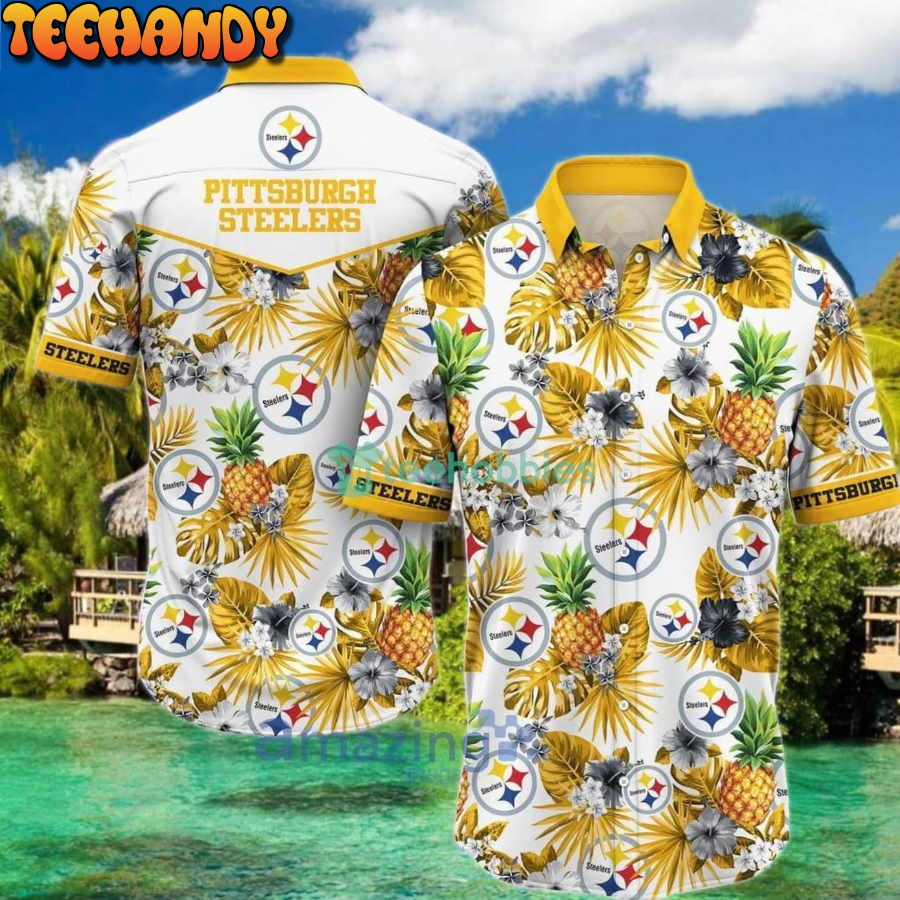 NFL Pittsburgh Steelers Logo And Tropical Graphic Steelers Hawaiian Shirt