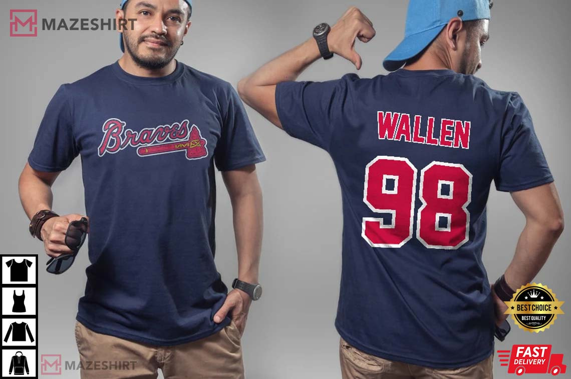 Morgan Wallen 98 Braves Gift For Fan T-Shirt 2 sided basic black tee H10582