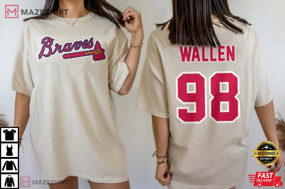 CraftyCustomPrints Morgan Wallen Jersey/ 98 Braves Jersey/Morgan Wallen outfit/ Morgan Wallen Baseball Jersey/ Braves Wallen Jersey