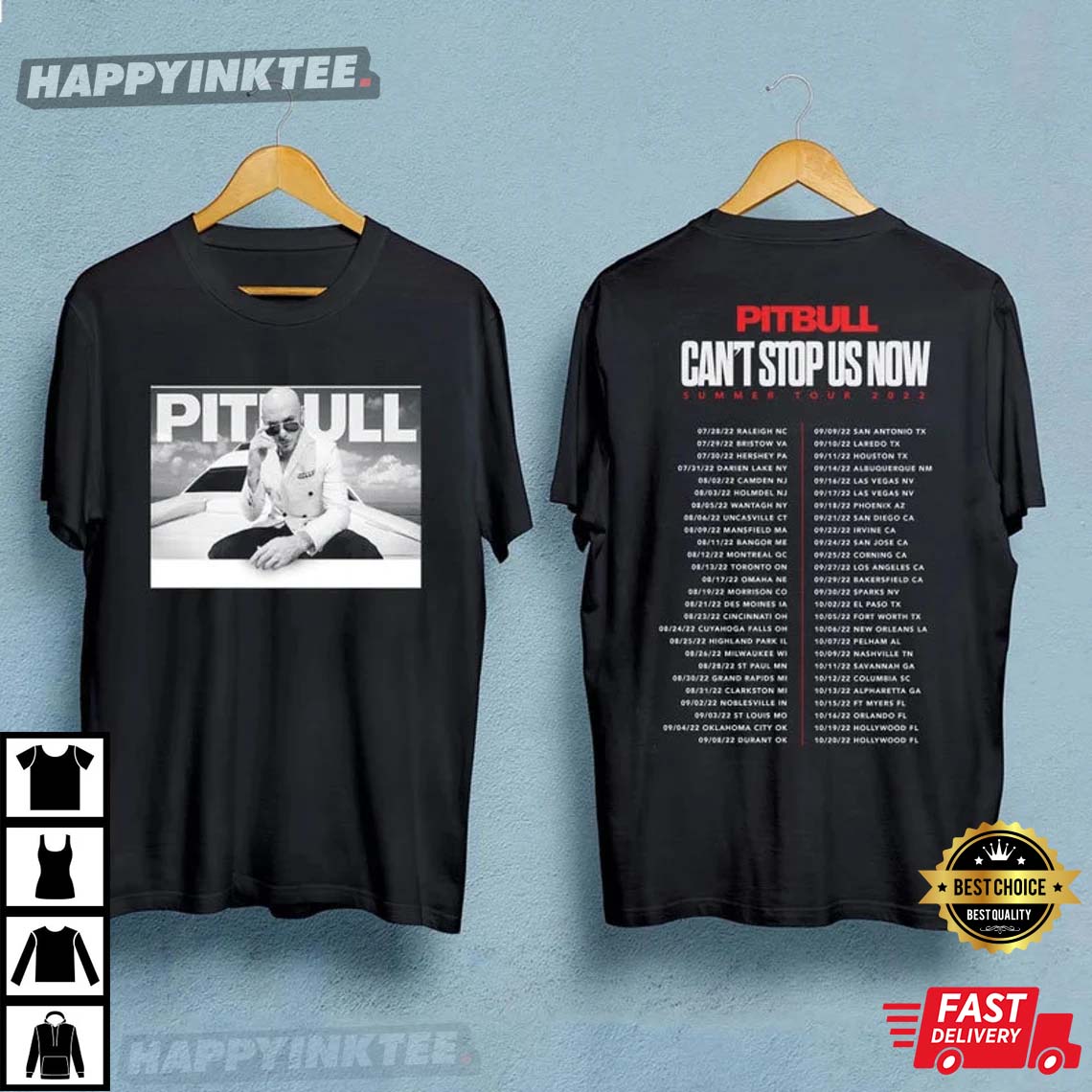 Pitbull Merch Can't Stop Us Now Summer Tour Dates 2022 T-Shirt