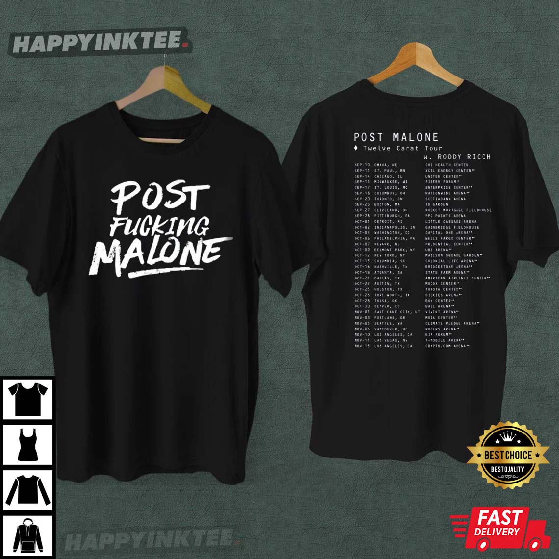 Post Malone Tour 2022 Two Side Music Concert T-Shirt