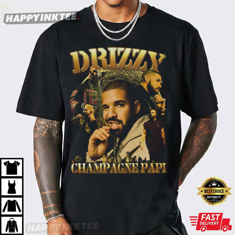 Rapper Drake Vintage 90s Drizzy Champagne Papi Retro T-Shirt