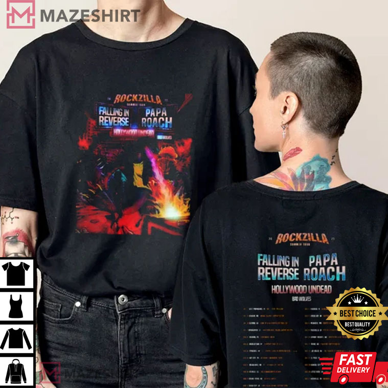 Rockzilla Tour 2022 Falling In Reverse Papa Roach Bad Wolves Gift T-Shirt