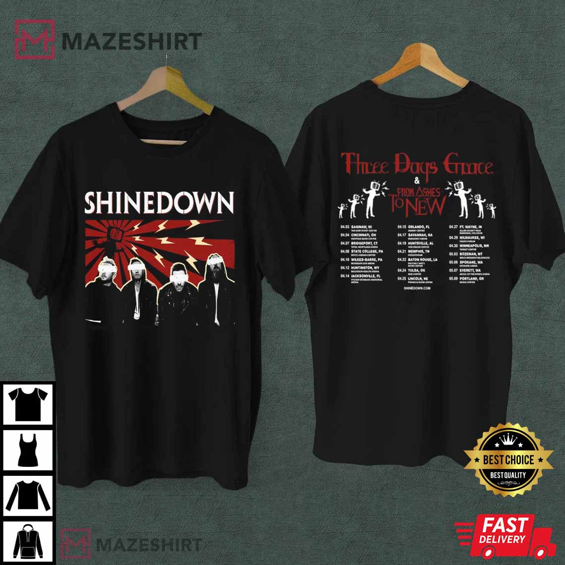 Shinedown Band The Revolutions Live 2023 T-Shirt