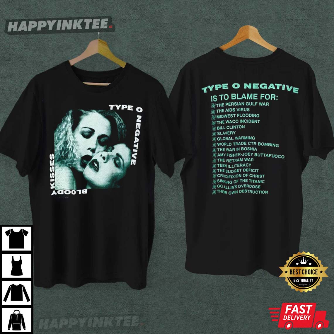 TYPE O NEGATIVE 1993 Bloody Kisses T-Shirt