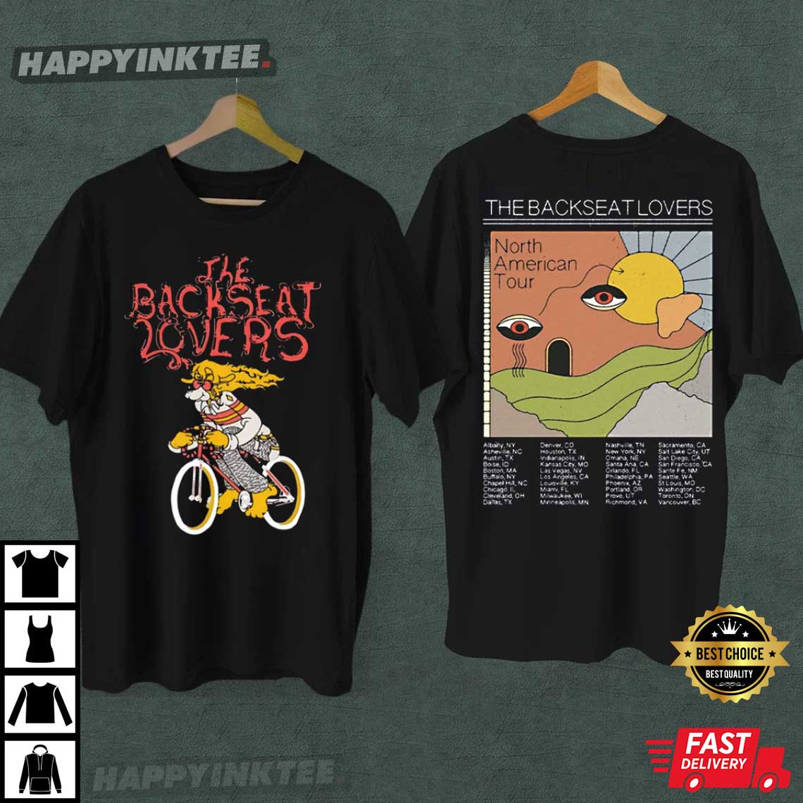 The Backseat Lovers Setlist Merch Tour 2022 T-Shirt