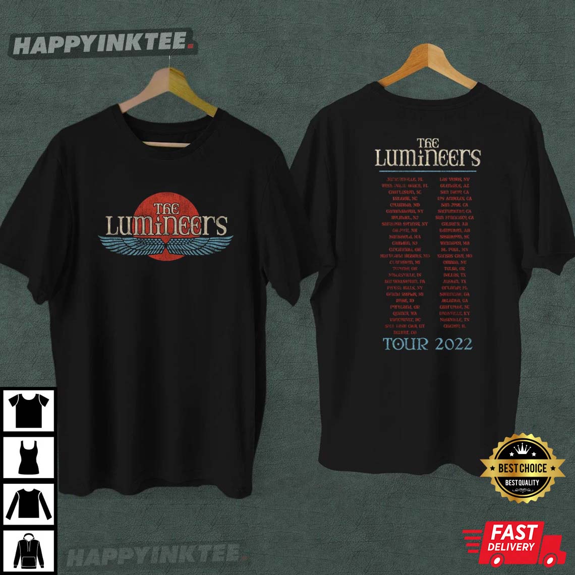 The Lumineers Tour 2022 Double Sided T-shirt